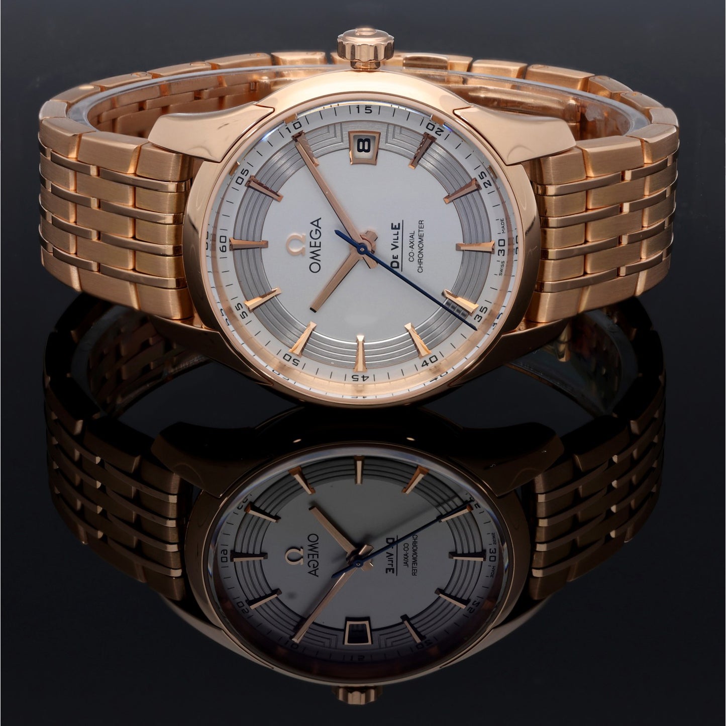 Omega De Ville Hour Vision 431.60.41.21.02.001 , white dial, rose gold, side image