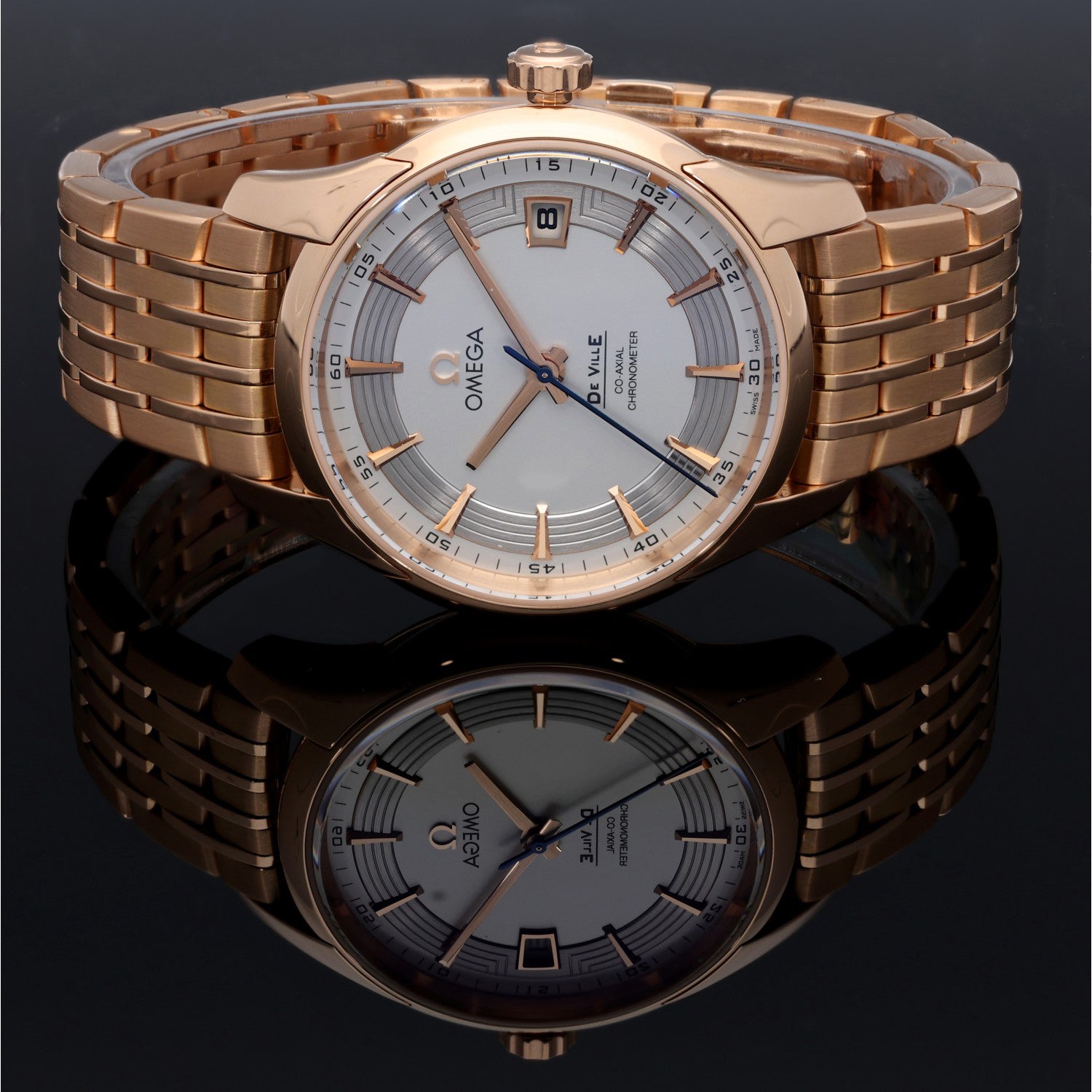 Omega De Ville Hour Vision 431.60.41.21.02.001 , white dial, rose gold, side image