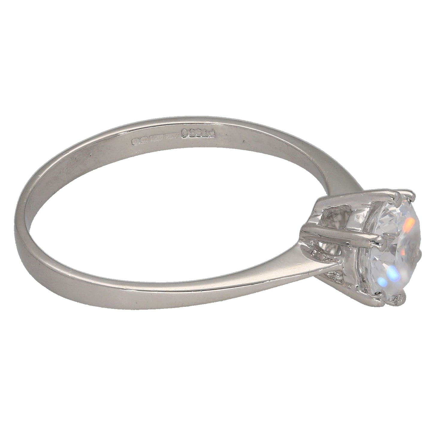 Platinum Cubic Zirconia Solitaire Ring Size T