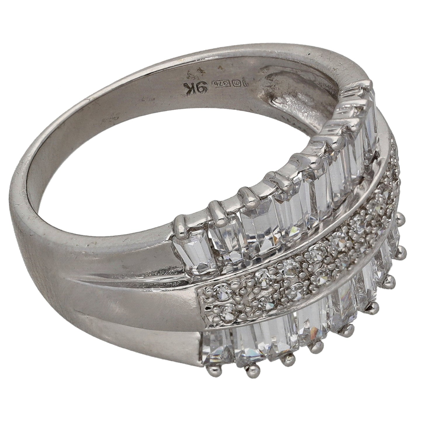 9ct White Gold Cubic Zirconia Dress/Cocktail Ring Size S