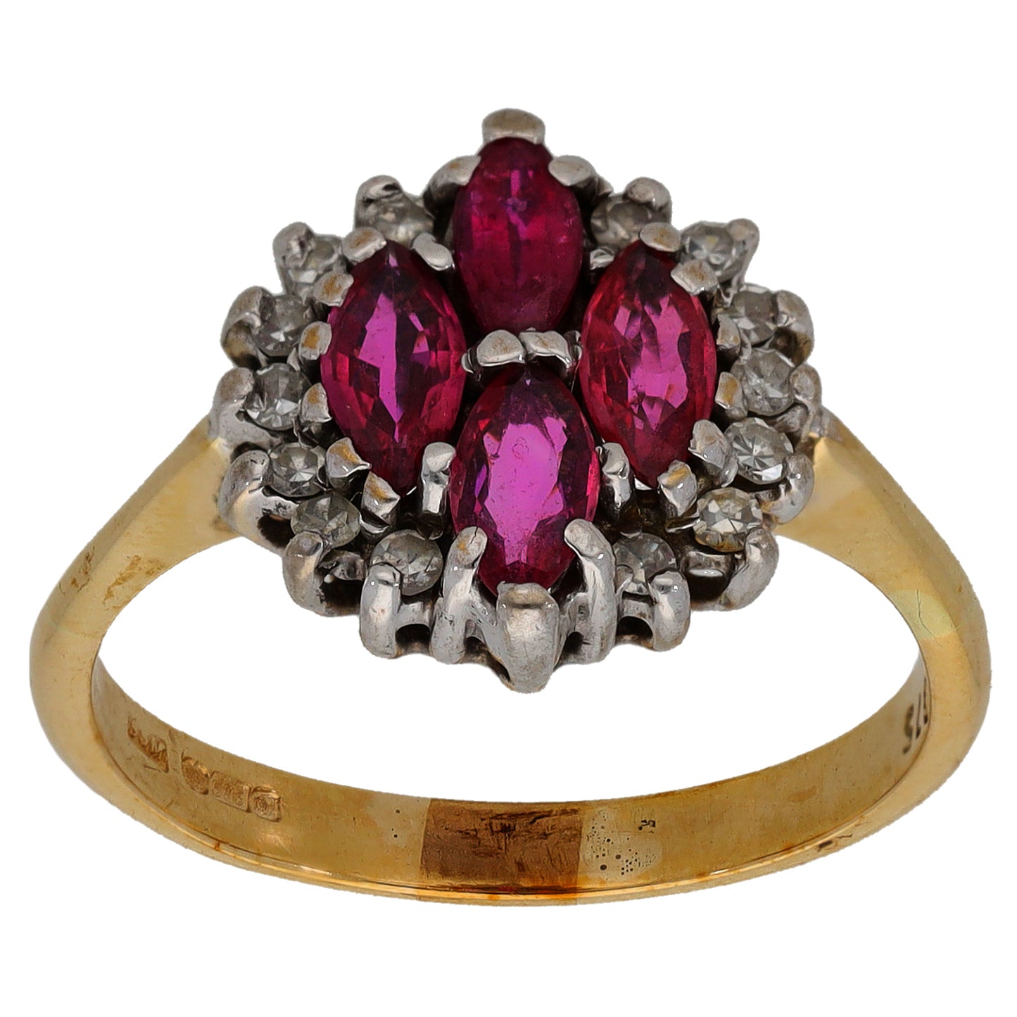 9ct Gold Sapphire & 0.14ct Diamond Dress/Cocktail Ring Size O