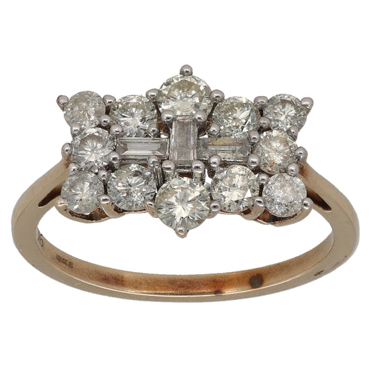 9ct Gold 1.00ct Diamond Cluster Ring Size N
