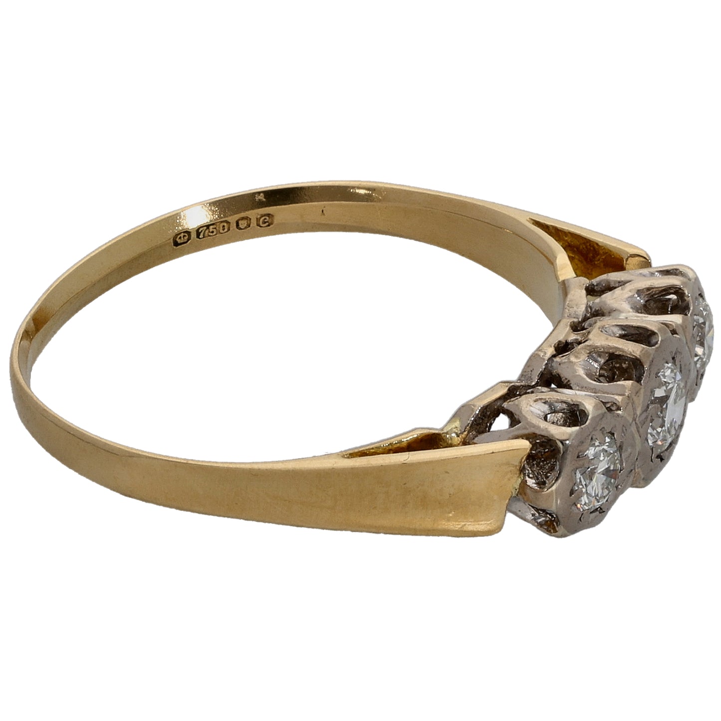 18ct Gold 0.35ct Diamond Trilogy Ring Size R