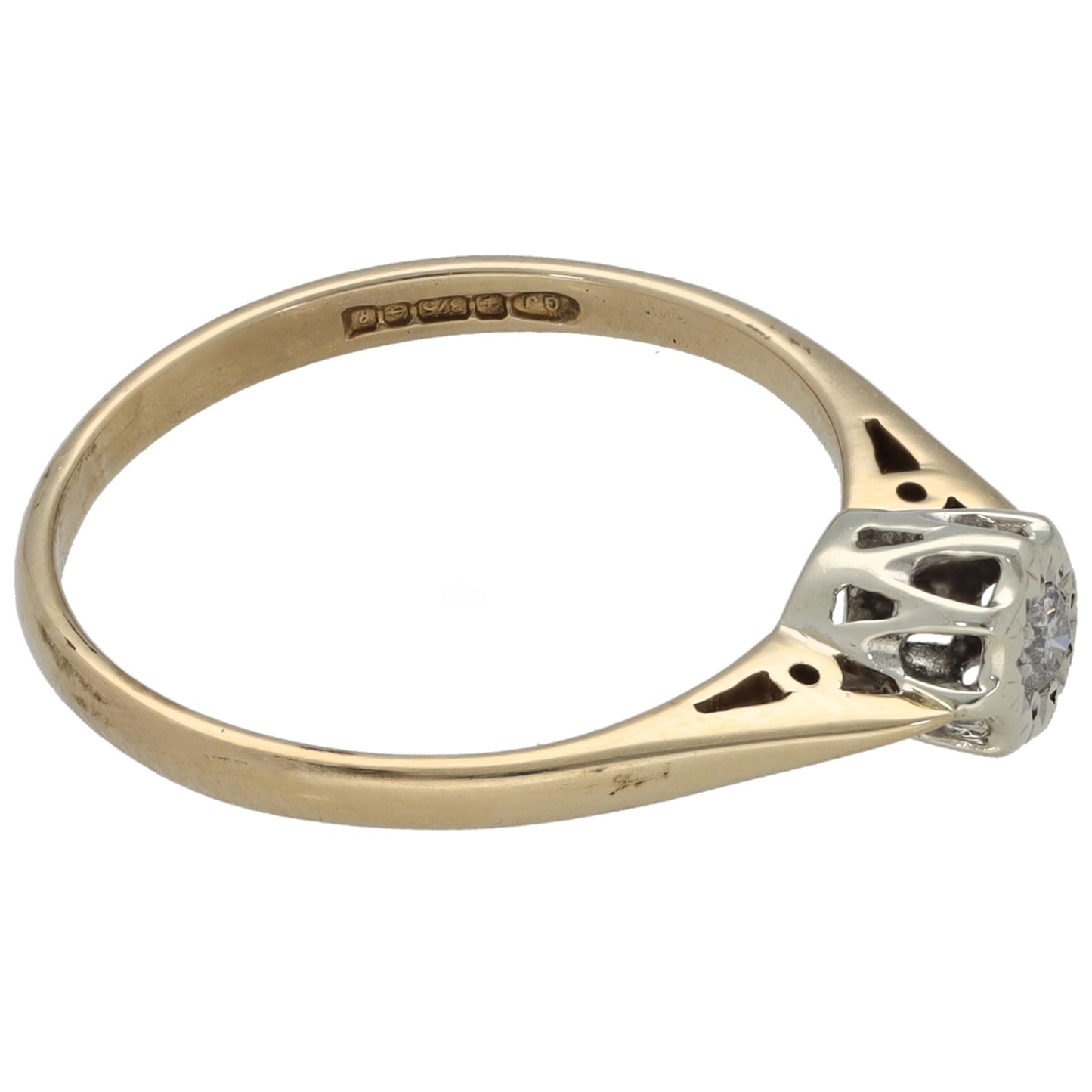 9ct Gold 0.03ct Diamond Solitaire Ring Size L
