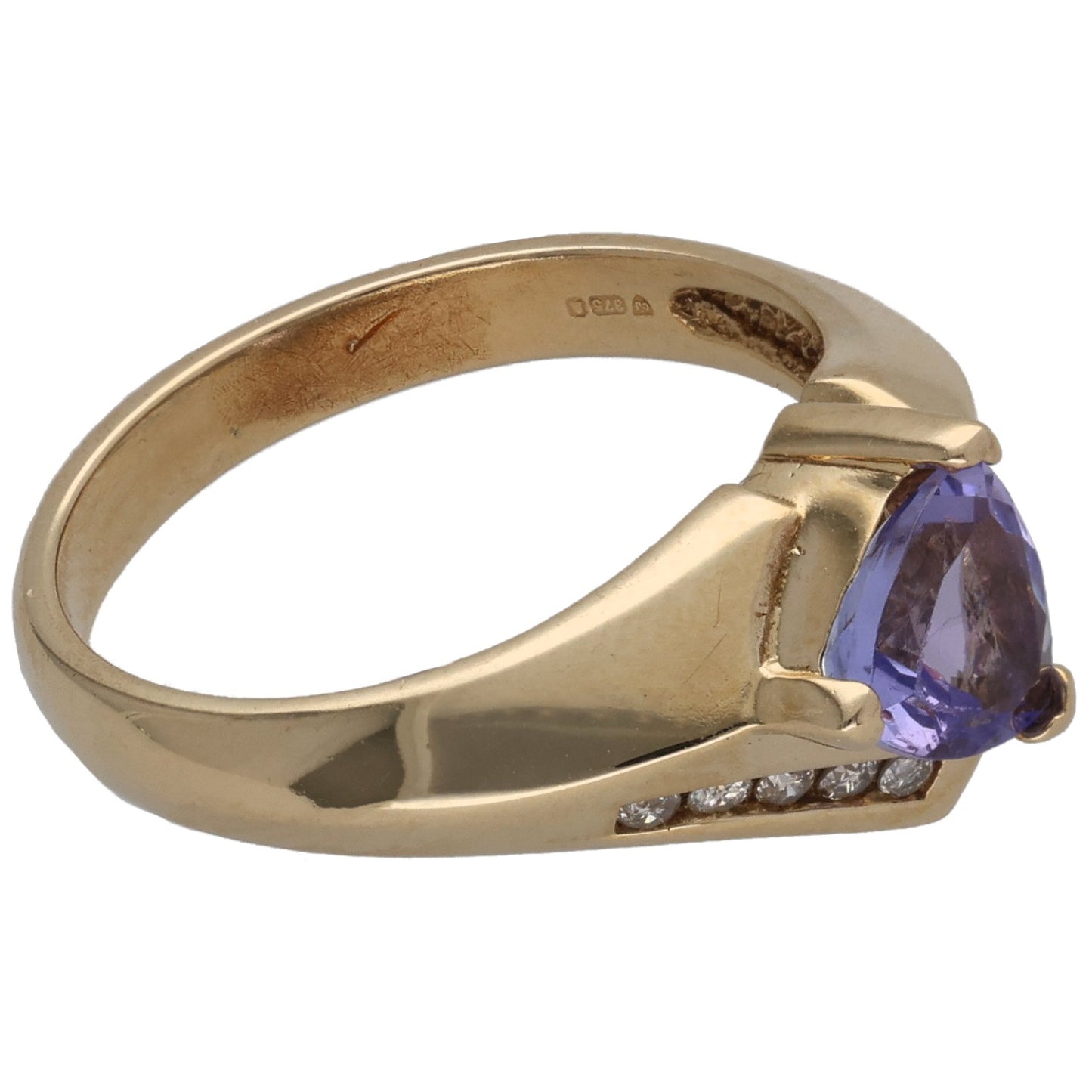 9ct Gold Tanzanite & 0.08ct Diamond Dress/Cocktail Ring Size L