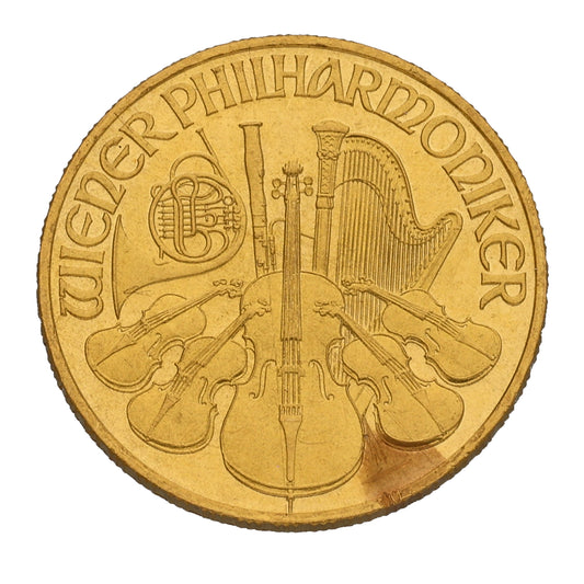 24ct Gold Austria Philharmonic Orchestra 10 Euro 1/4 OZ Coin 1989