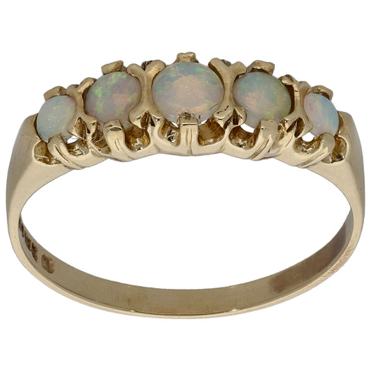 9ct Gold Opal Half Eternity Ring Size O