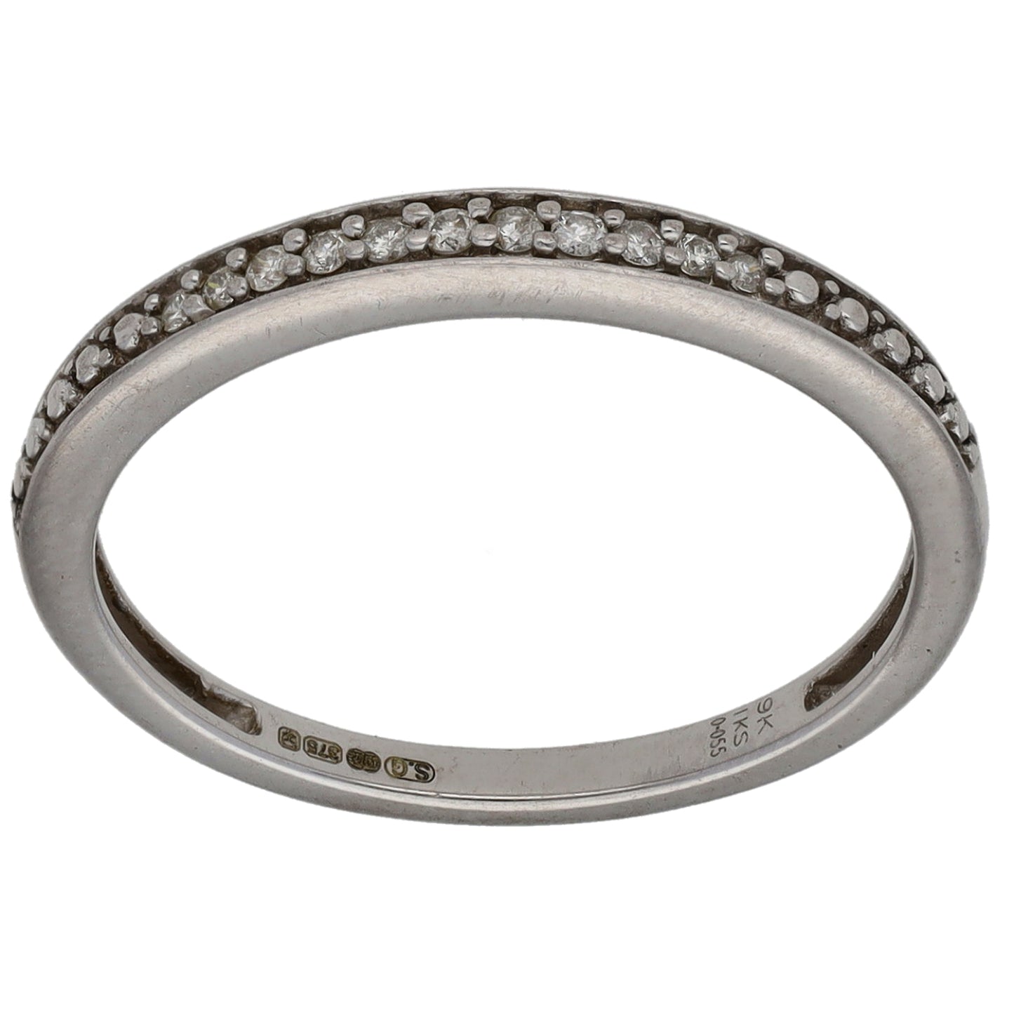 9ct White Gold 0.055ct Diamond Half Eternity Ring Size N