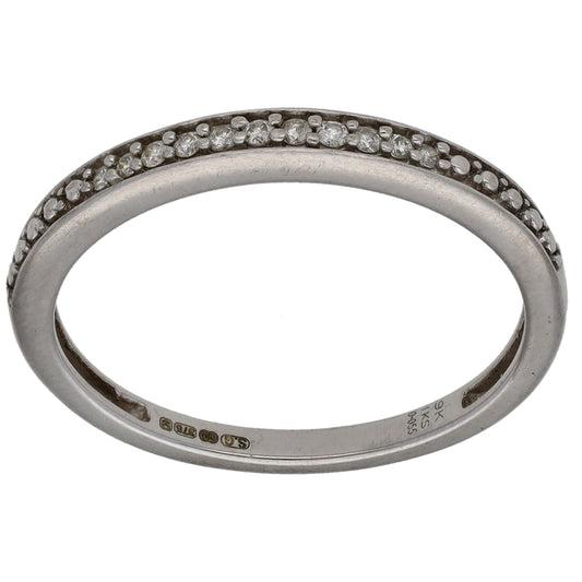 9ct White Gold 0.055ct Diamond Half Eternity Ring Size N