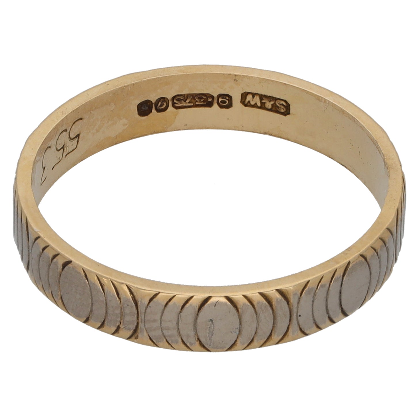 9ct Gold Patterned Wedding Ring Size P
