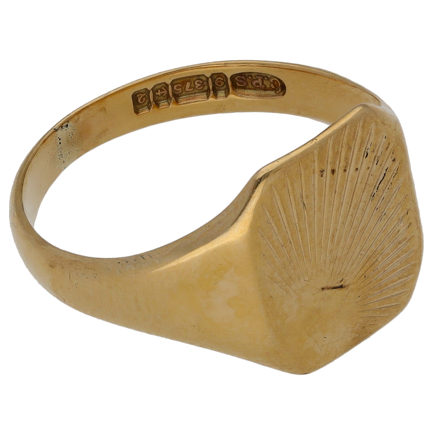 9ct Gold Patterned Signet Ring Size U