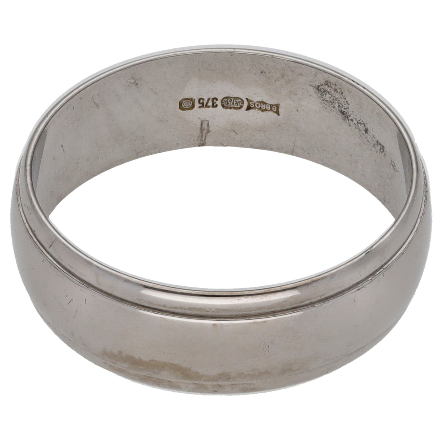 9ct White Gold Patterned Wedding Ring Size T