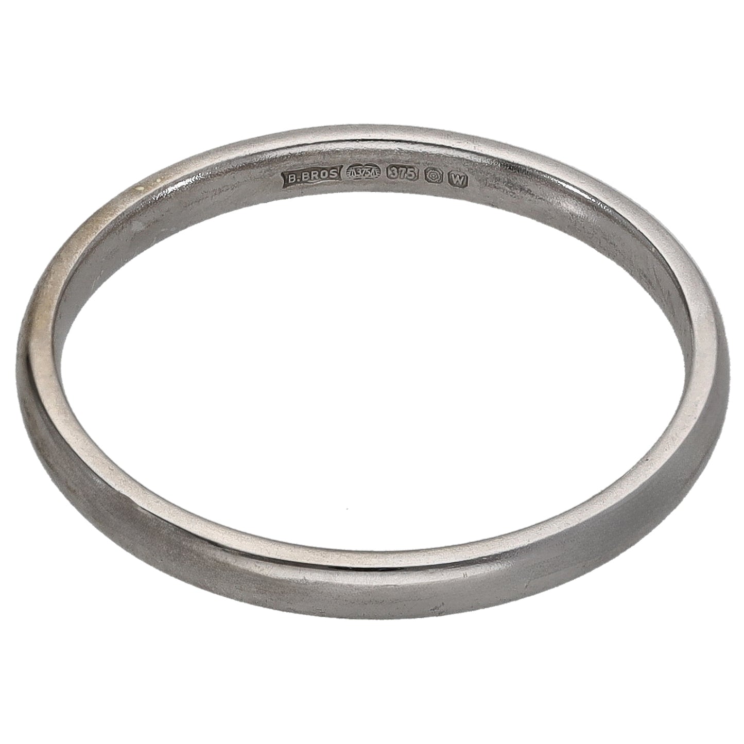 9ct White Gold Plain Wedding Ring Size P