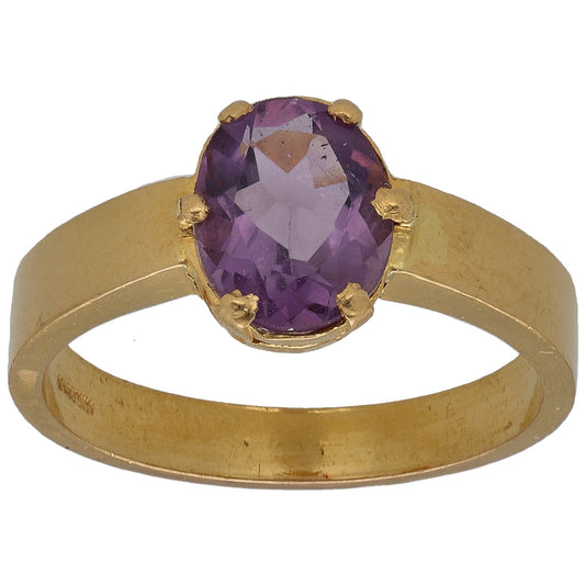 22ct Gold Amethyst Single Stone Ring Size M