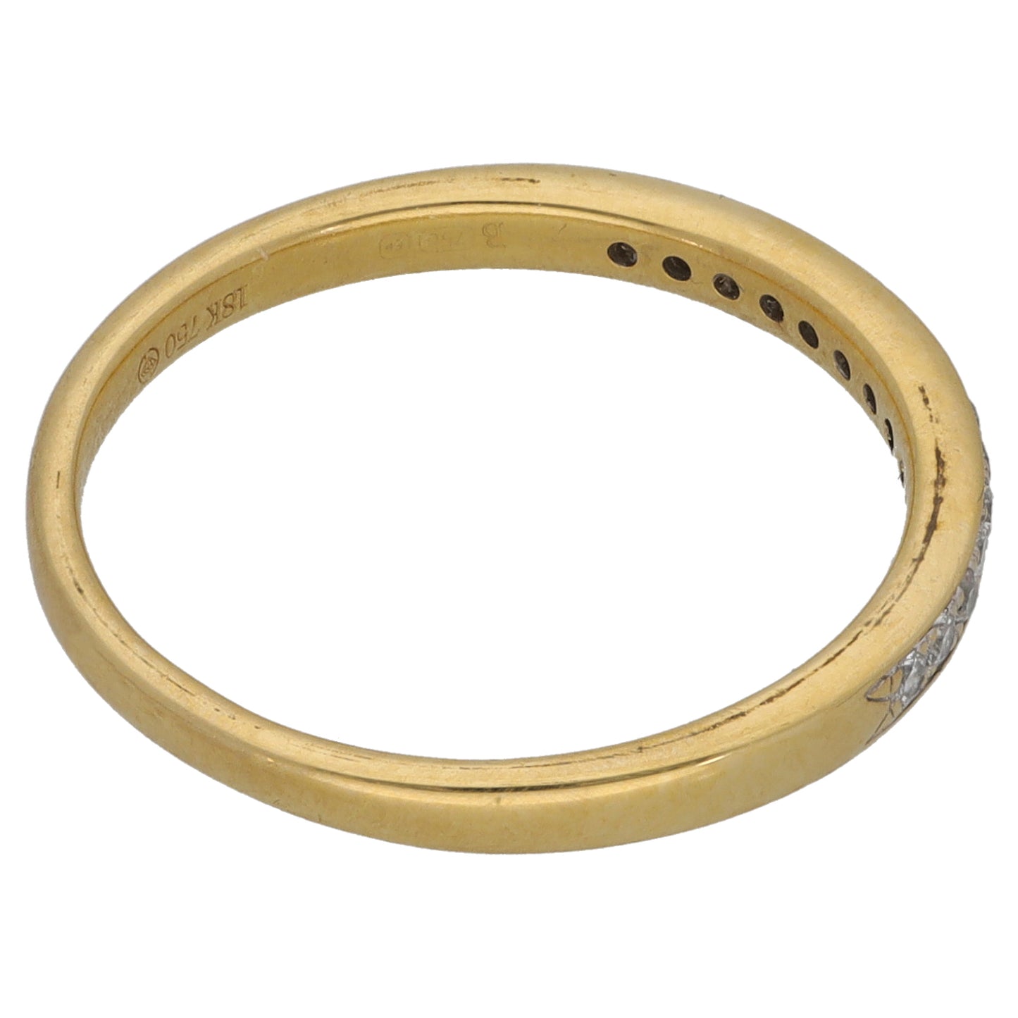 18ct Gold 0.13ct Diamond Half Eternity Ring Size N