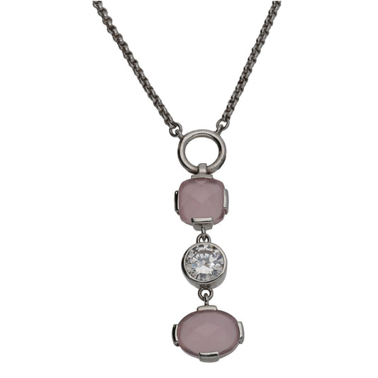 Sterling Silver Imitation Three Stone Pendant With Chain