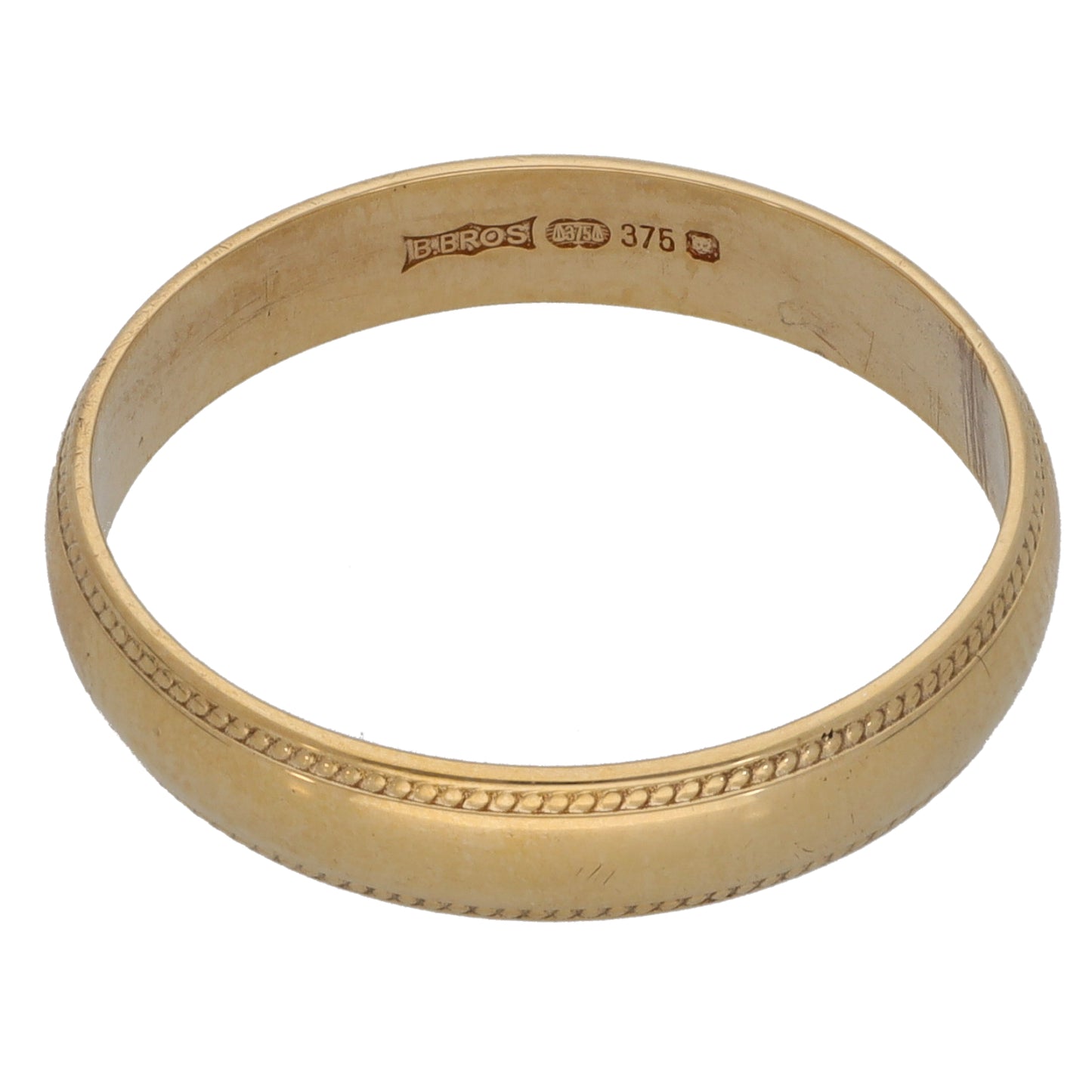9ct Gold Patterned Wedding Ring Size S