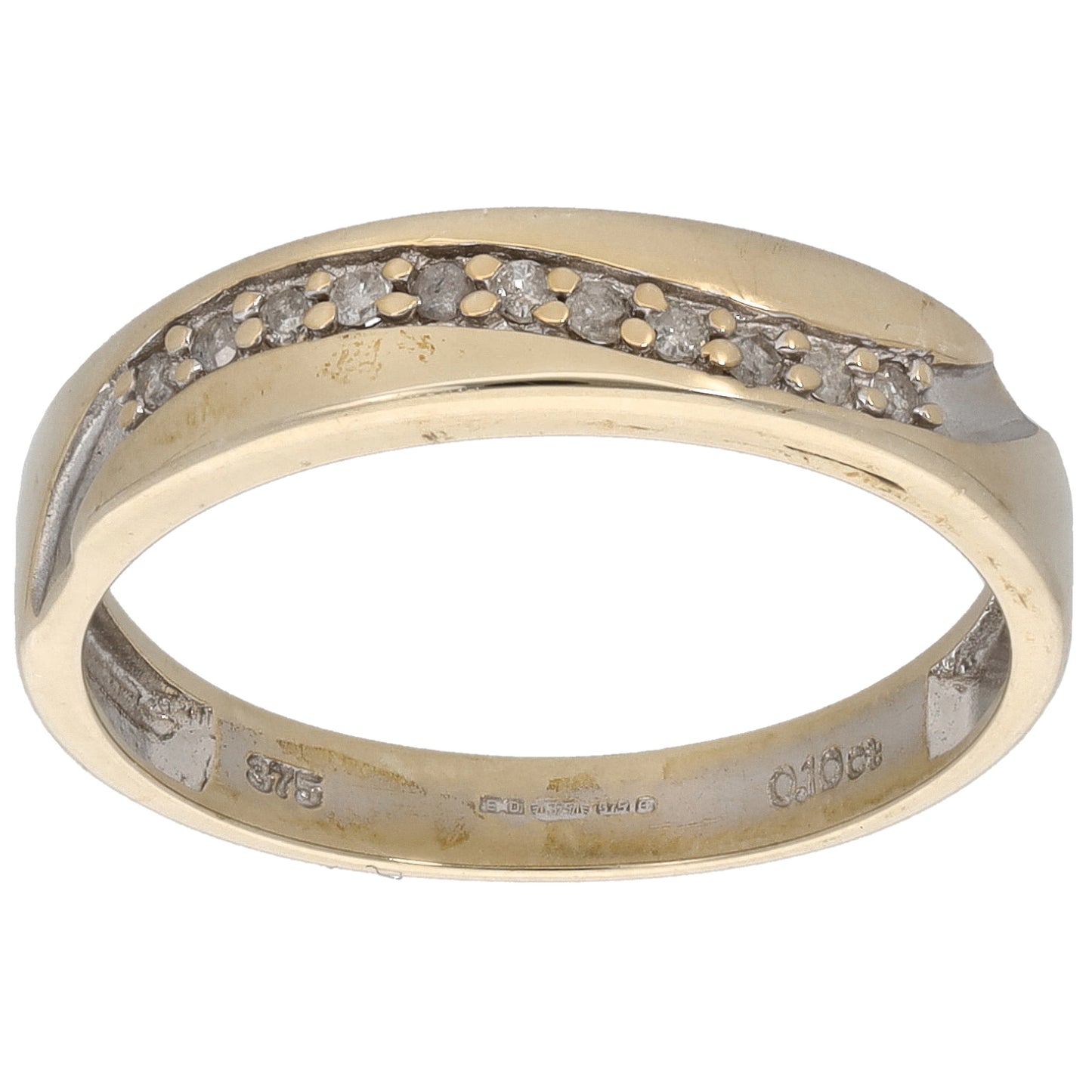 9ct White Gold 0.10ct Diamond Half Eternity Ring Size N