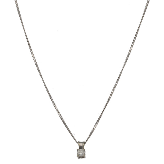 9ct White Gold 0.20ct Diamond Solitaire Pendant With Chain