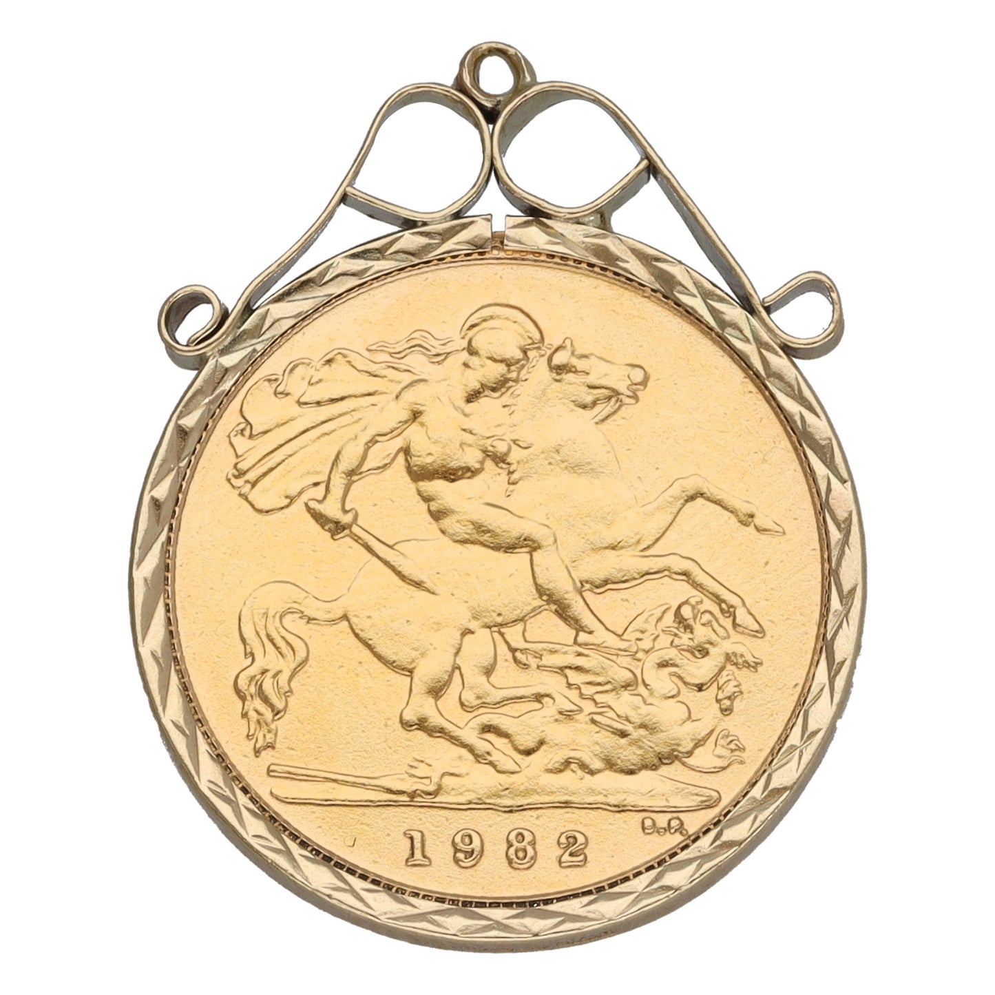 9ct Gold Half Sovereign Coin Pendant 1982