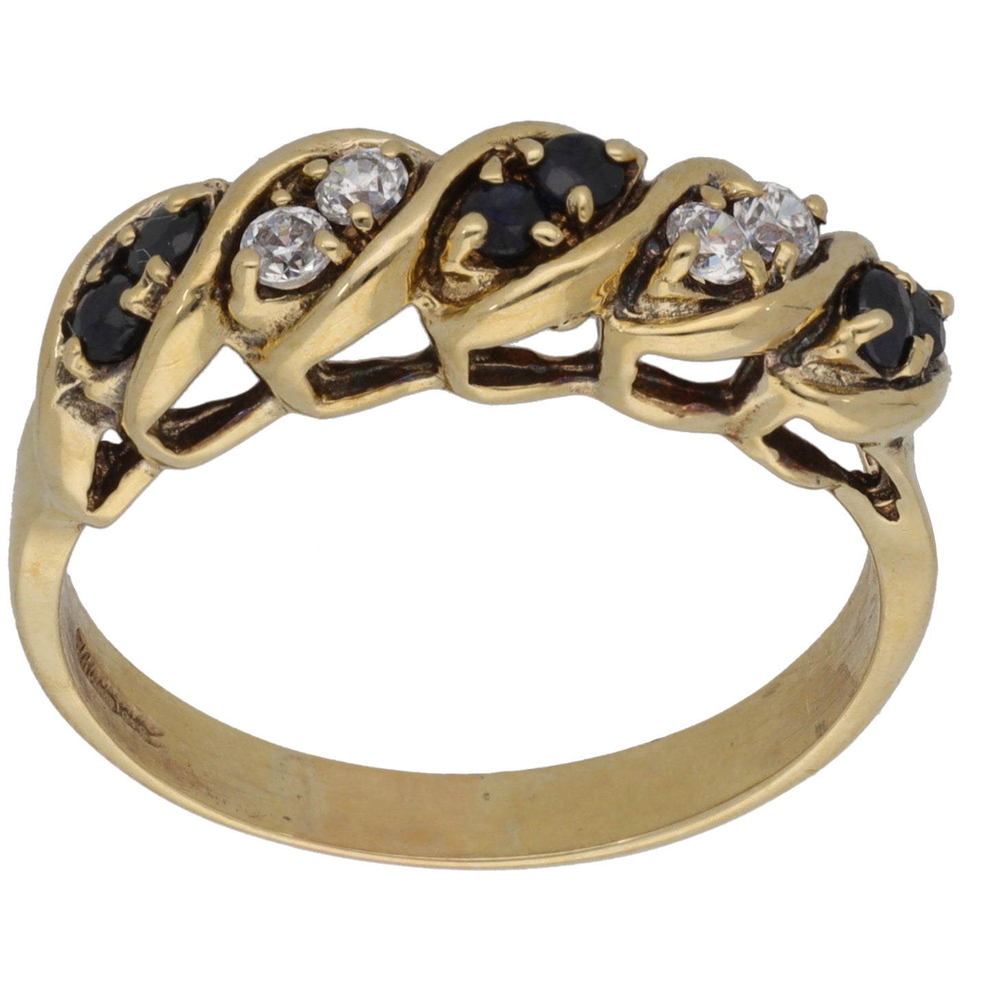 9ct Gold Sapphire & Cubic Zirconia Dress/Cocktail Ring Size T