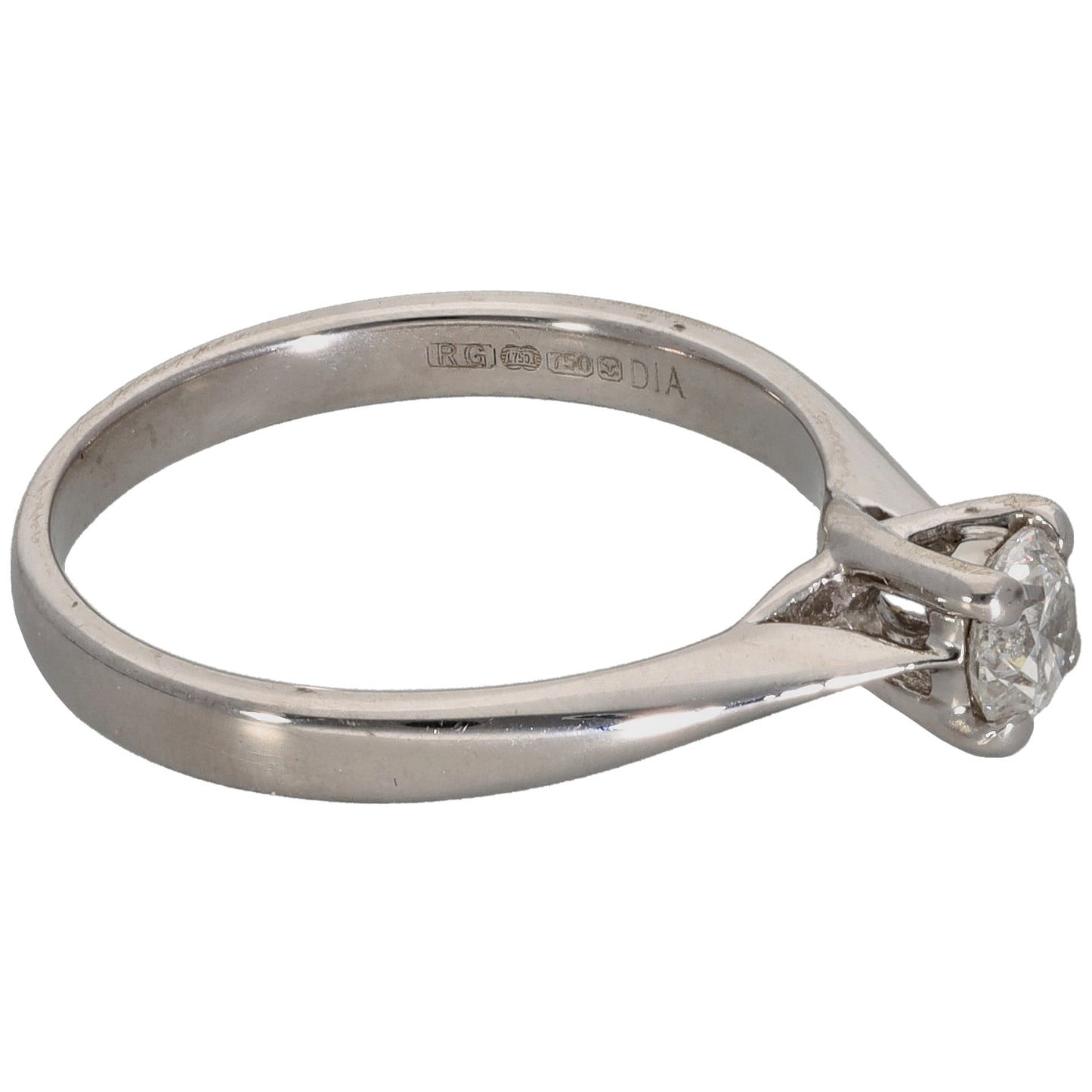 18ct White Gold 0.33ct Diamond Solitaire Ring Size K