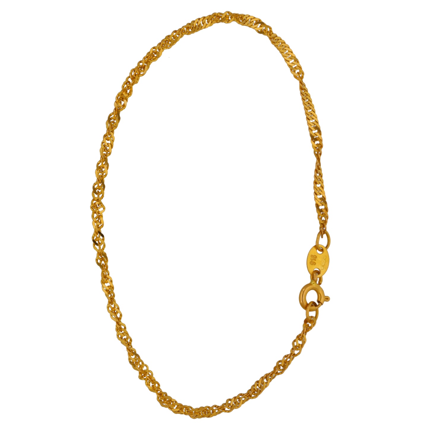 Gold chain bracelet with oval toggle clasp