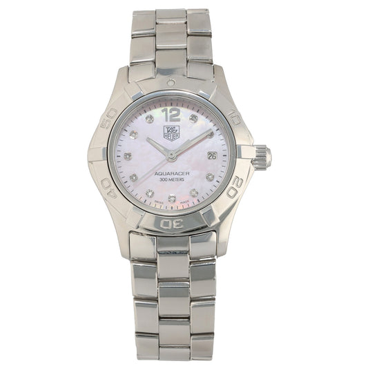 Tag Heuer Aquaracer WAF141A, with diamond hour markers and a pink Mother of Pearl dial