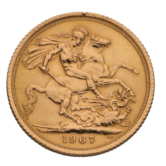 22ct Gold Queen Elizabeth II Full Sovereign Coin 1967