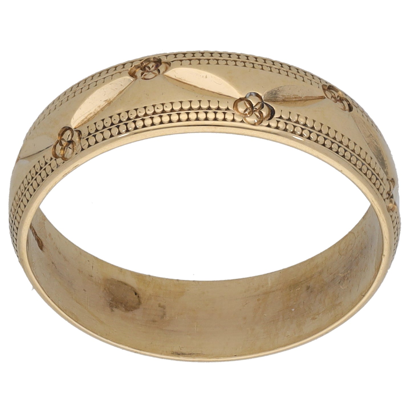 9ct Gold Patterned Wedding Ring Size N