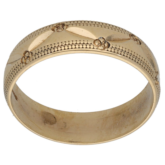 9ct Gold Patterned Wedding Ring Size N