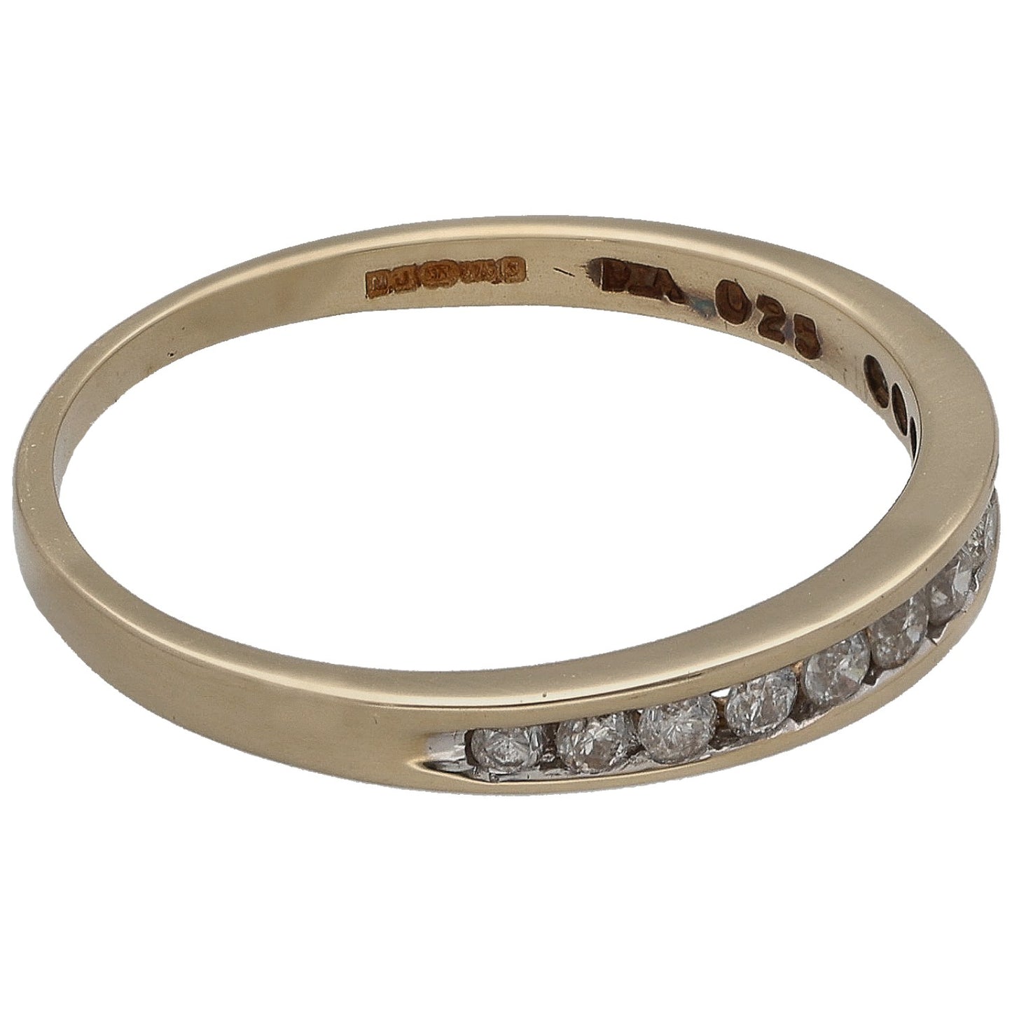 9ct Gold 0.25ct Diamond Half Eternity Ring Size P