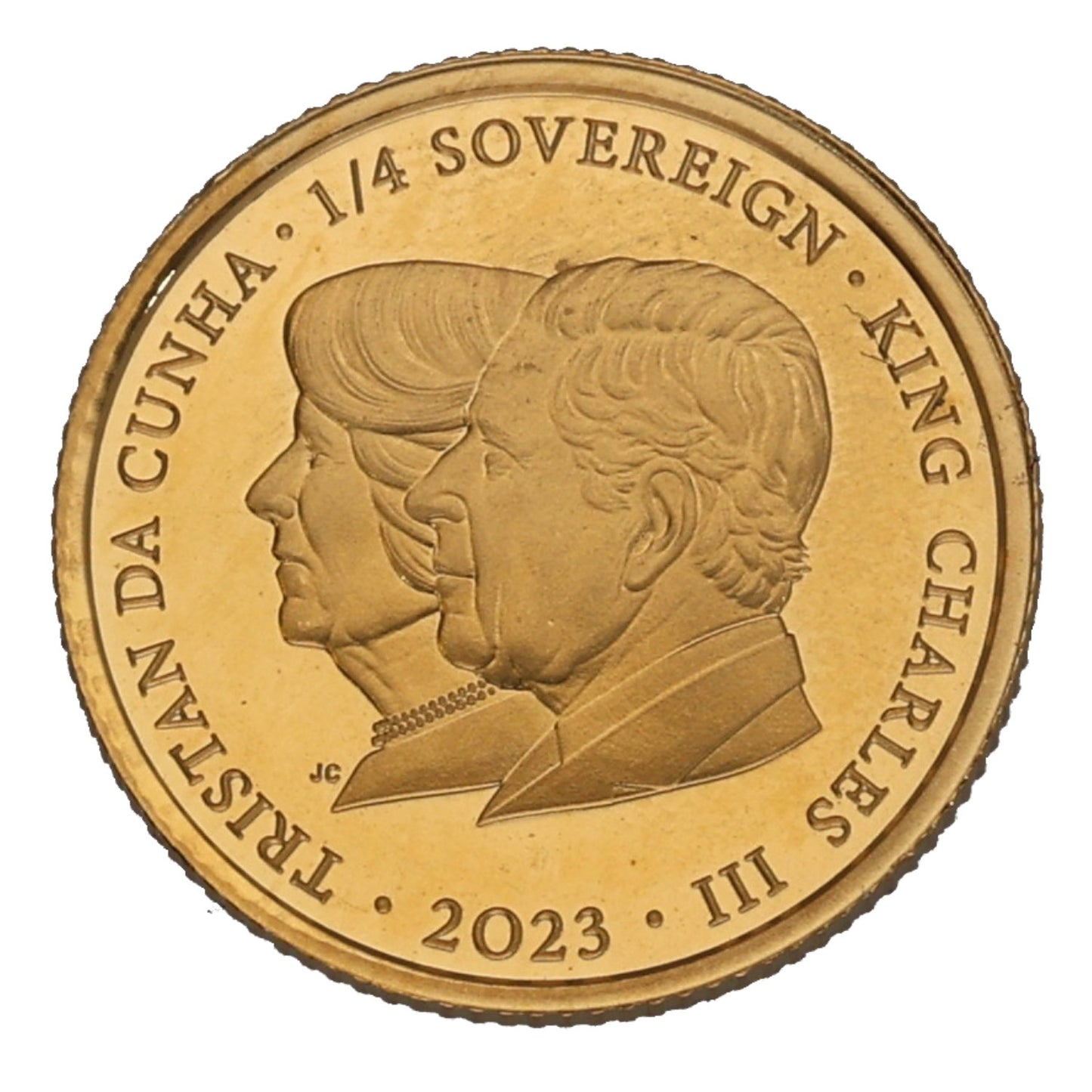 22ct Gold King Charles III Coronation Quarter Sovereign Coin 2023