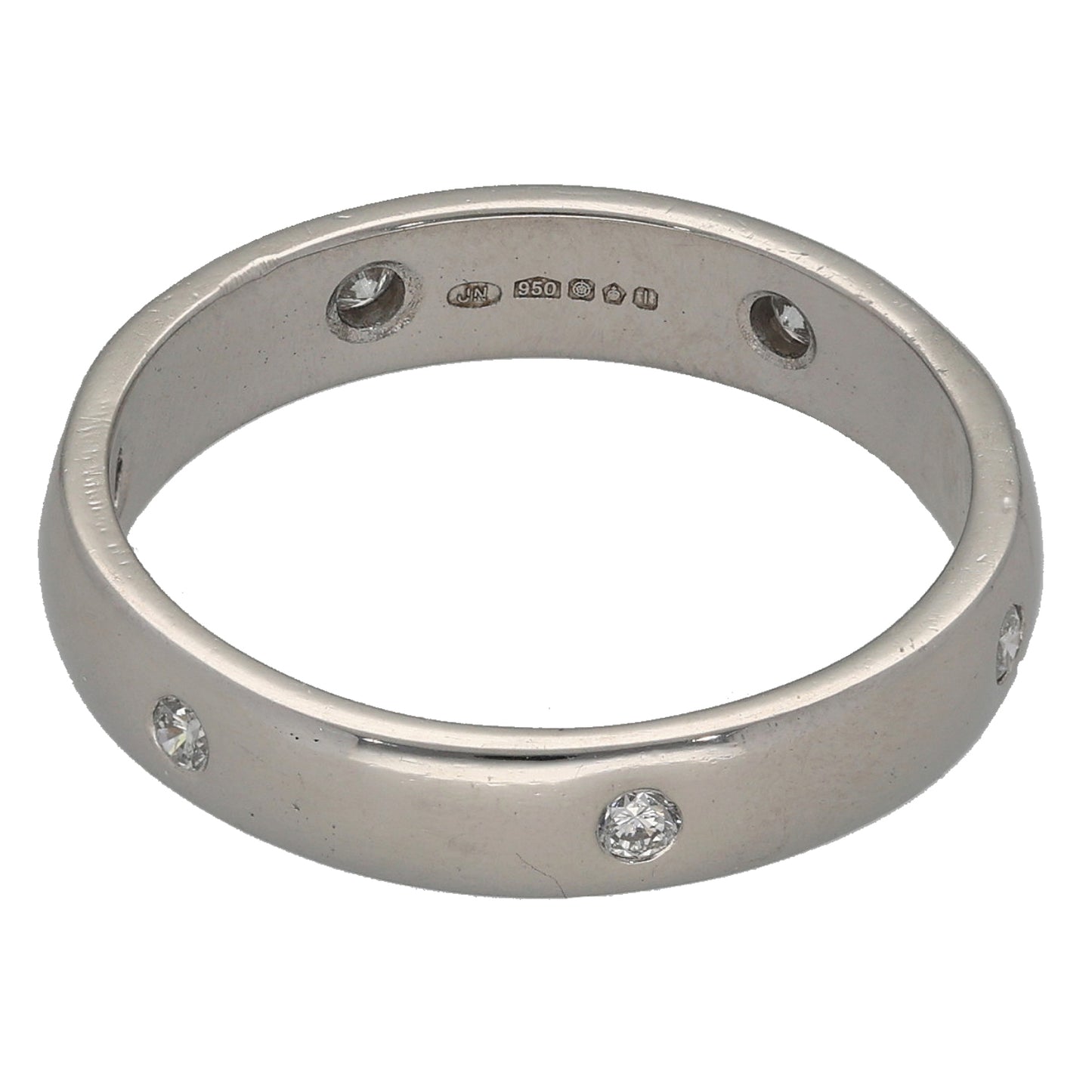 Platinum 0.15ct Diamond Plain Wedding Ring Size P