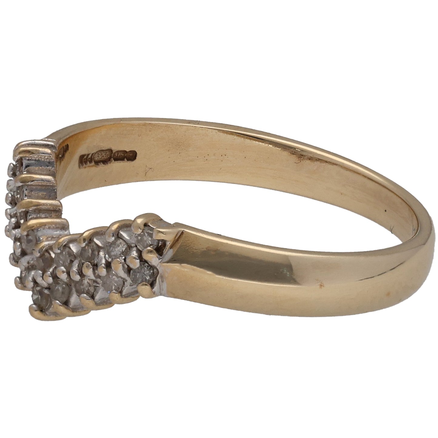 9ct Gold 0.12ct Diamond Wishbone Ring Size K