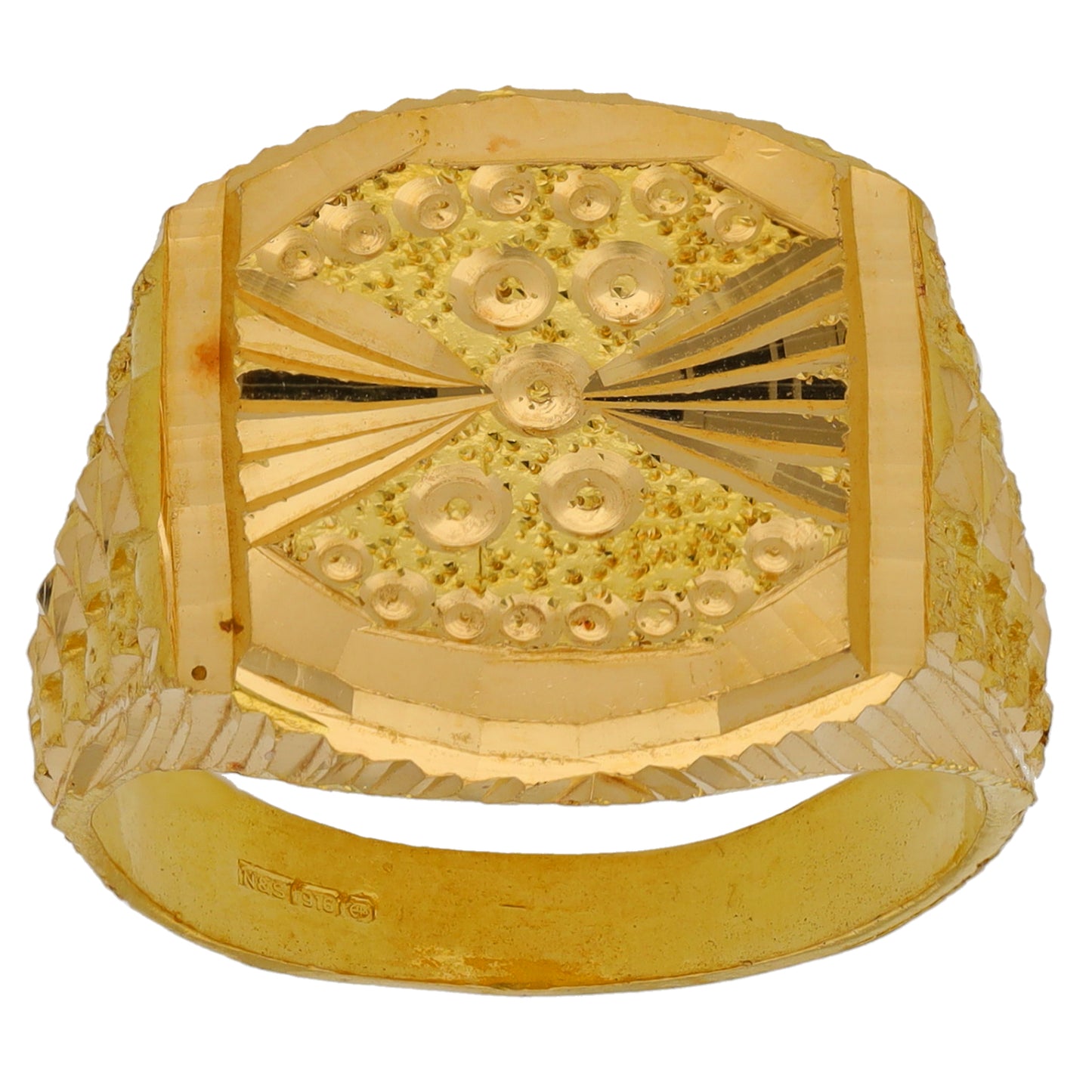 22ct Gold Patterned Signet Ring Size T