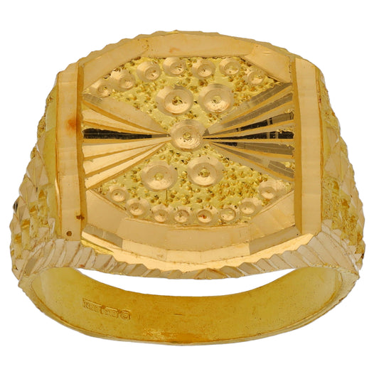 22ct Gold Patterned Signet Ring Size T