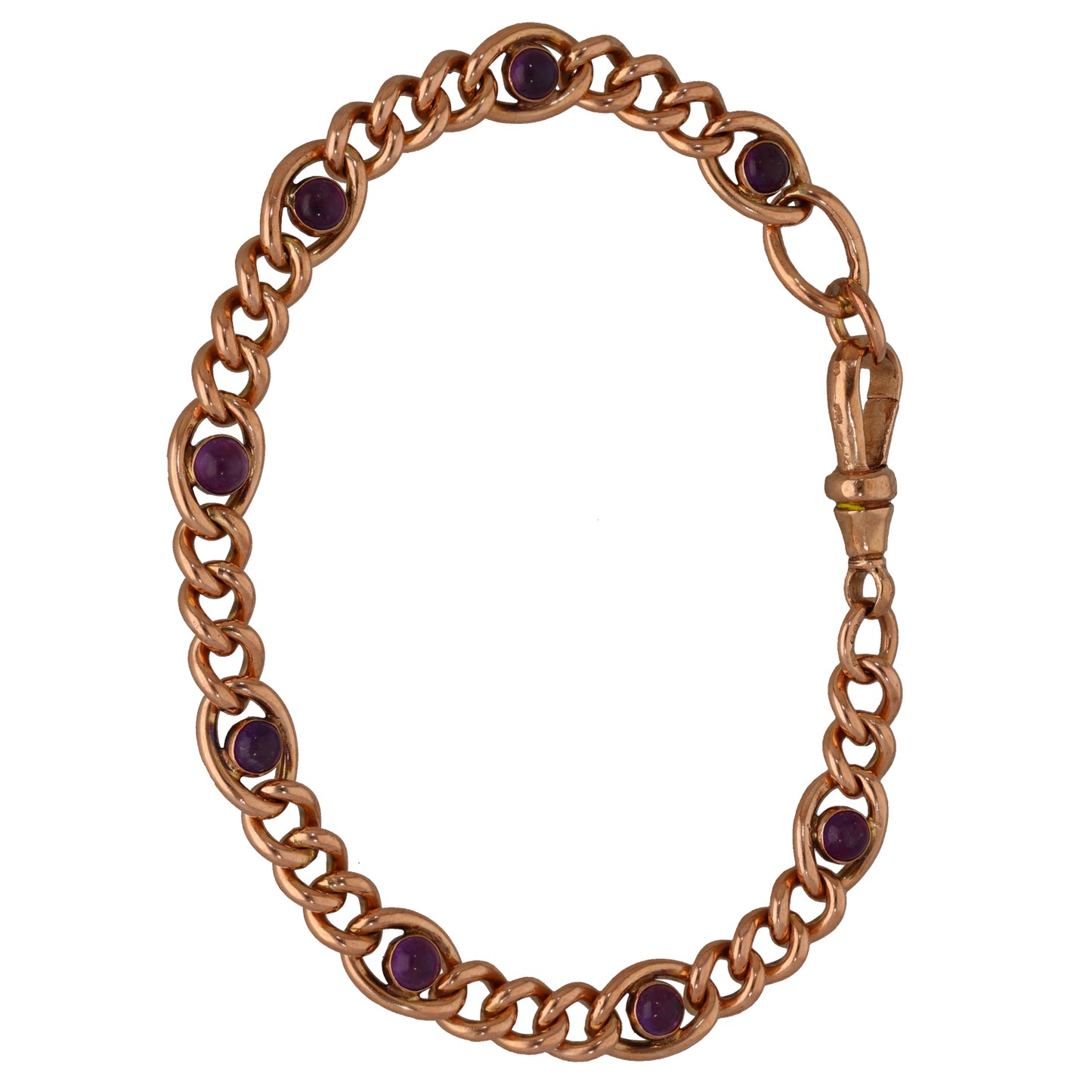 9ct Rose Gold Amethyst Fancy Stone Set Bracelet