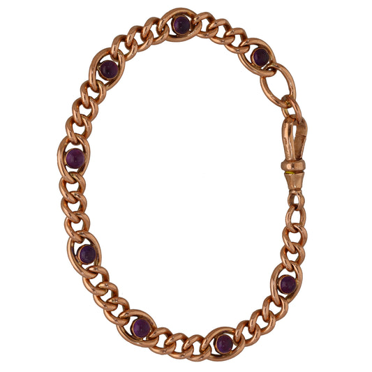 9ct Rose Gold Amethyst Fancy Stone Set Bracelet