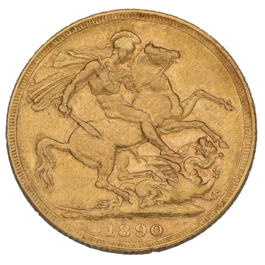22ct Gold Queen Victoria Full Sovereign Coin 1890