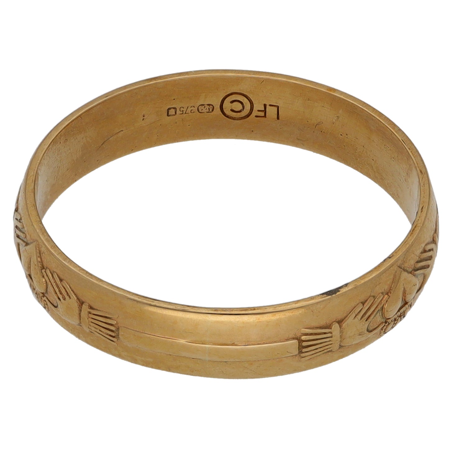 9ct Gold Patterned Wedding Ring Size N