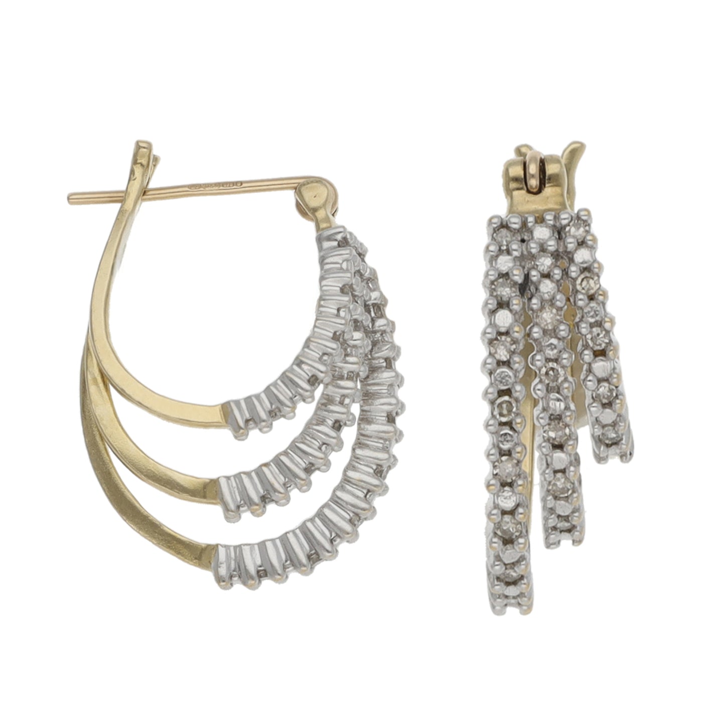 9ct Bicolour Gold 0.19ct Diamond Dress/Cocktail Earrings