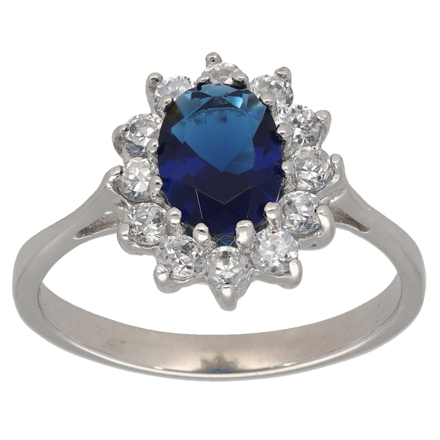 9ct White Gold Imitation Gems Cluster Ring Size O