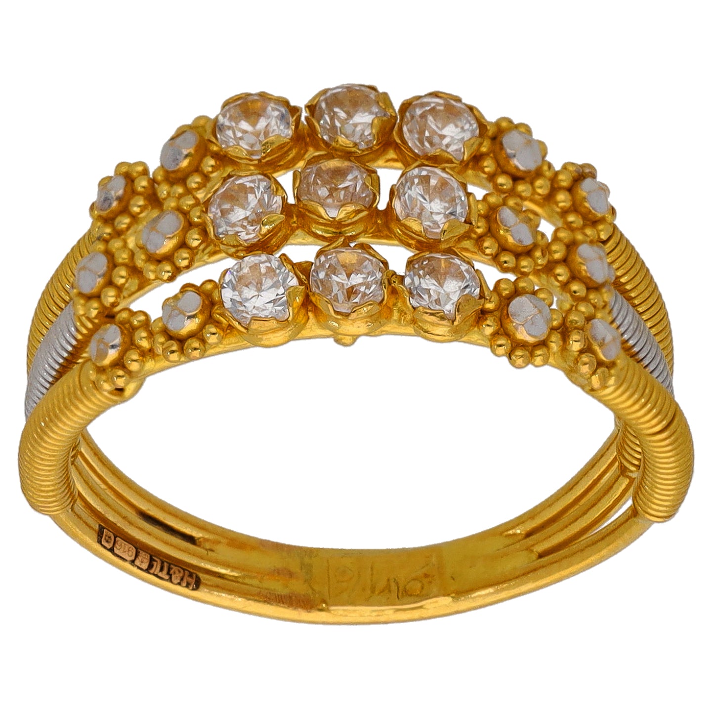 22ct Bi-Colour Gold Cubic Zirconia Dress/Cocktail Ring Size L