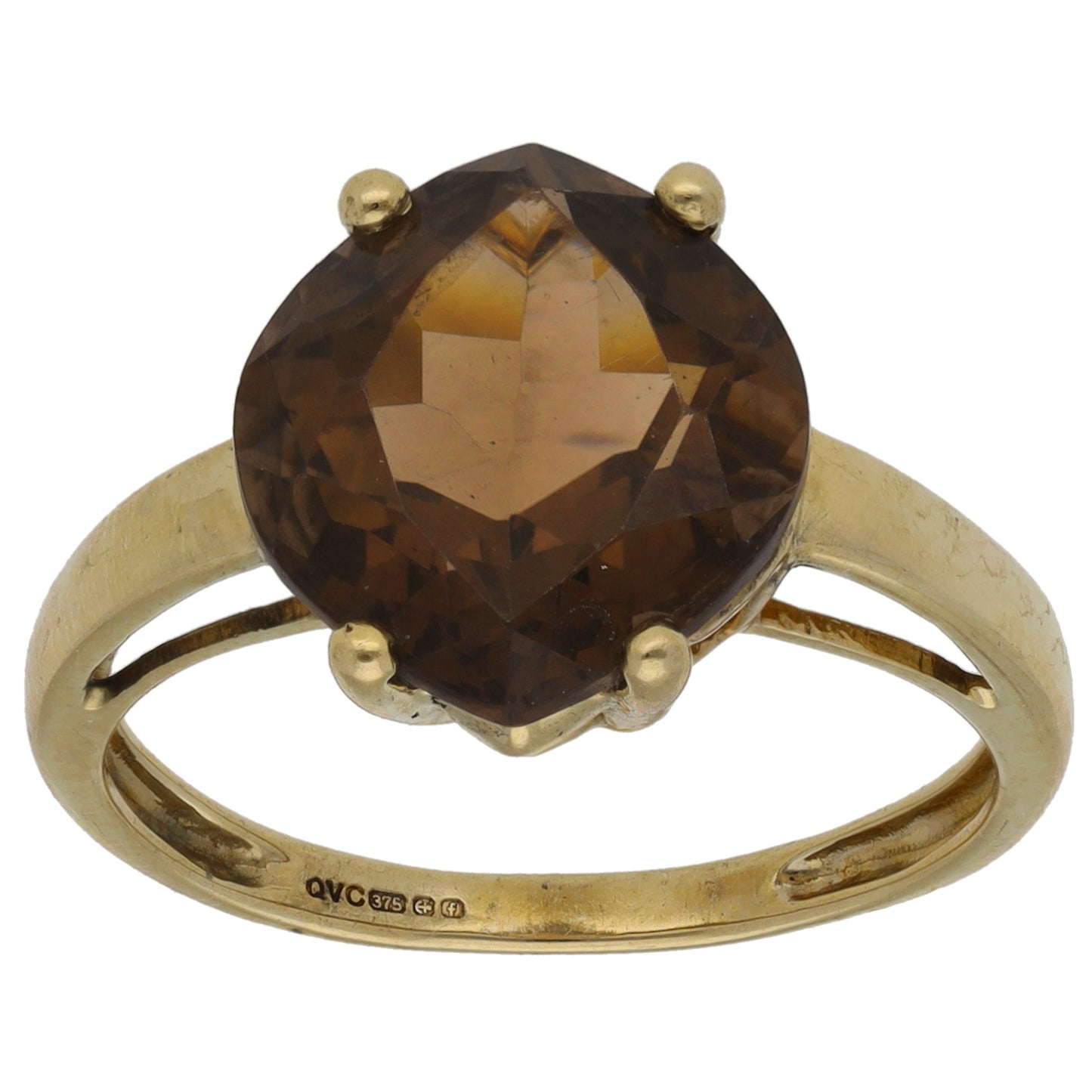 9ct Gold Smoky Quartz Single Stone Ring Size Q