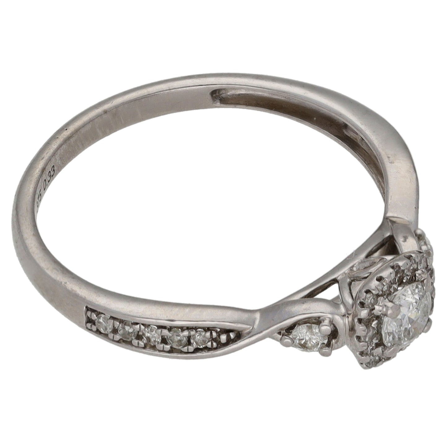 9ct White Gold 0.33ct Diamond Cluster Ring Size O