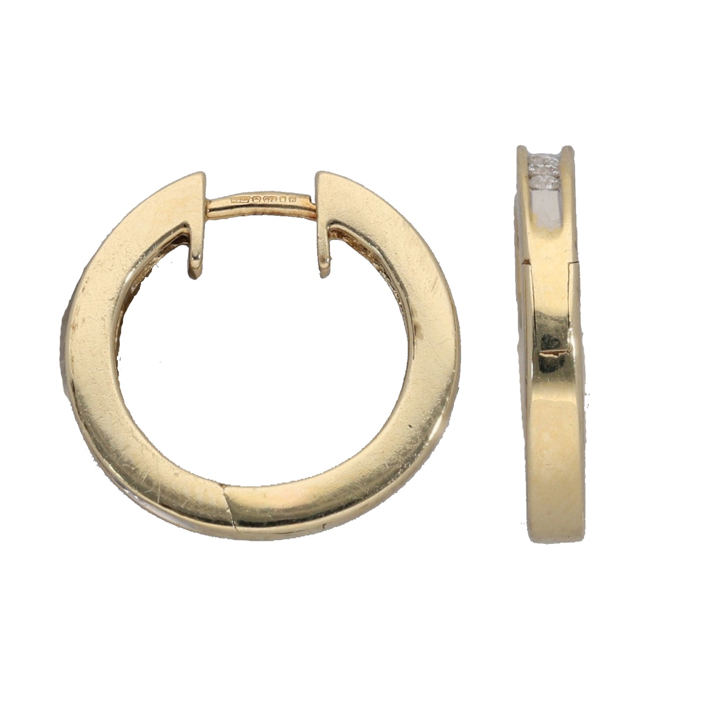 9ct Bicolour Gold 0.32ct Diamond Hoop Earrings