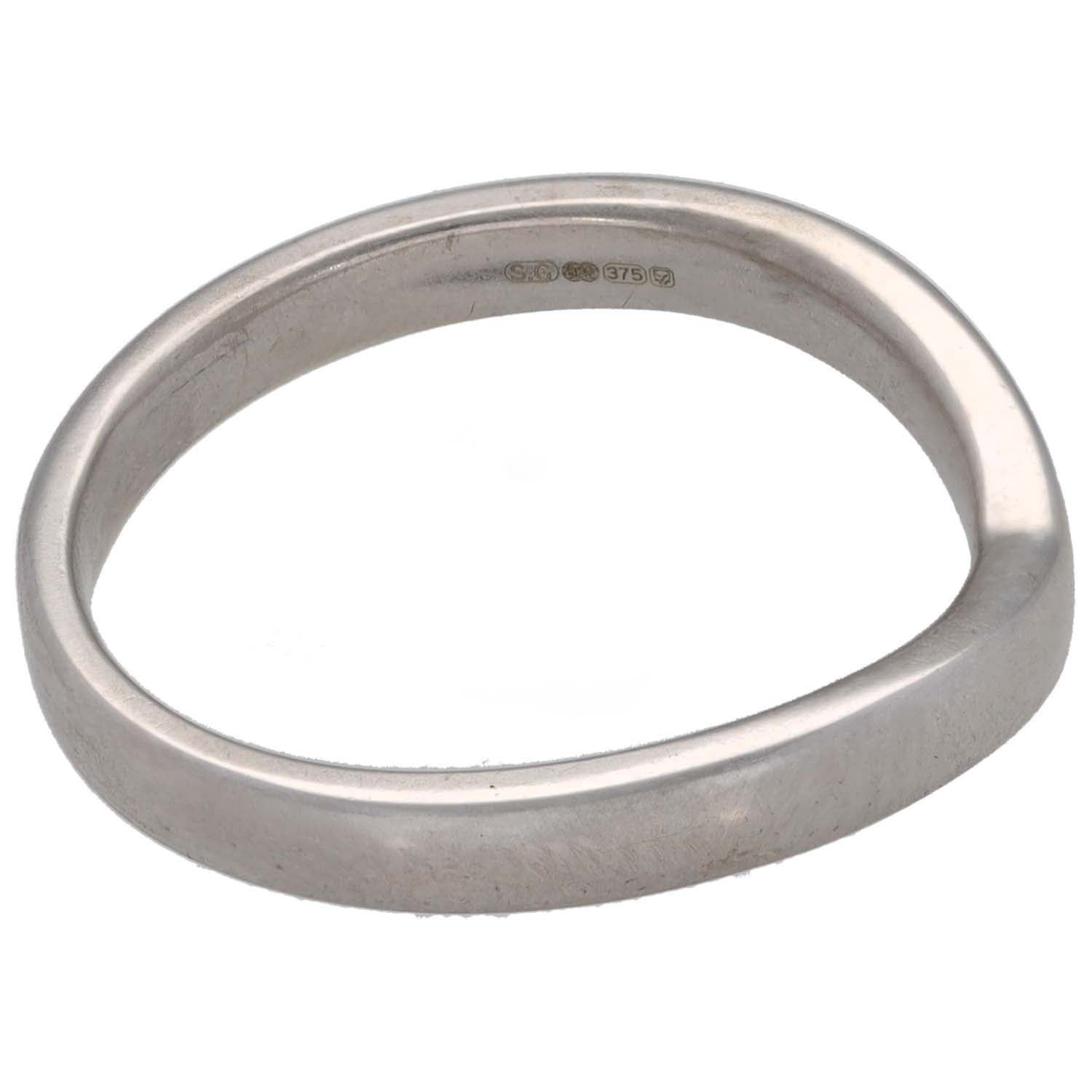 9ct white gold wishbone ring, inner hallmark stamp visible