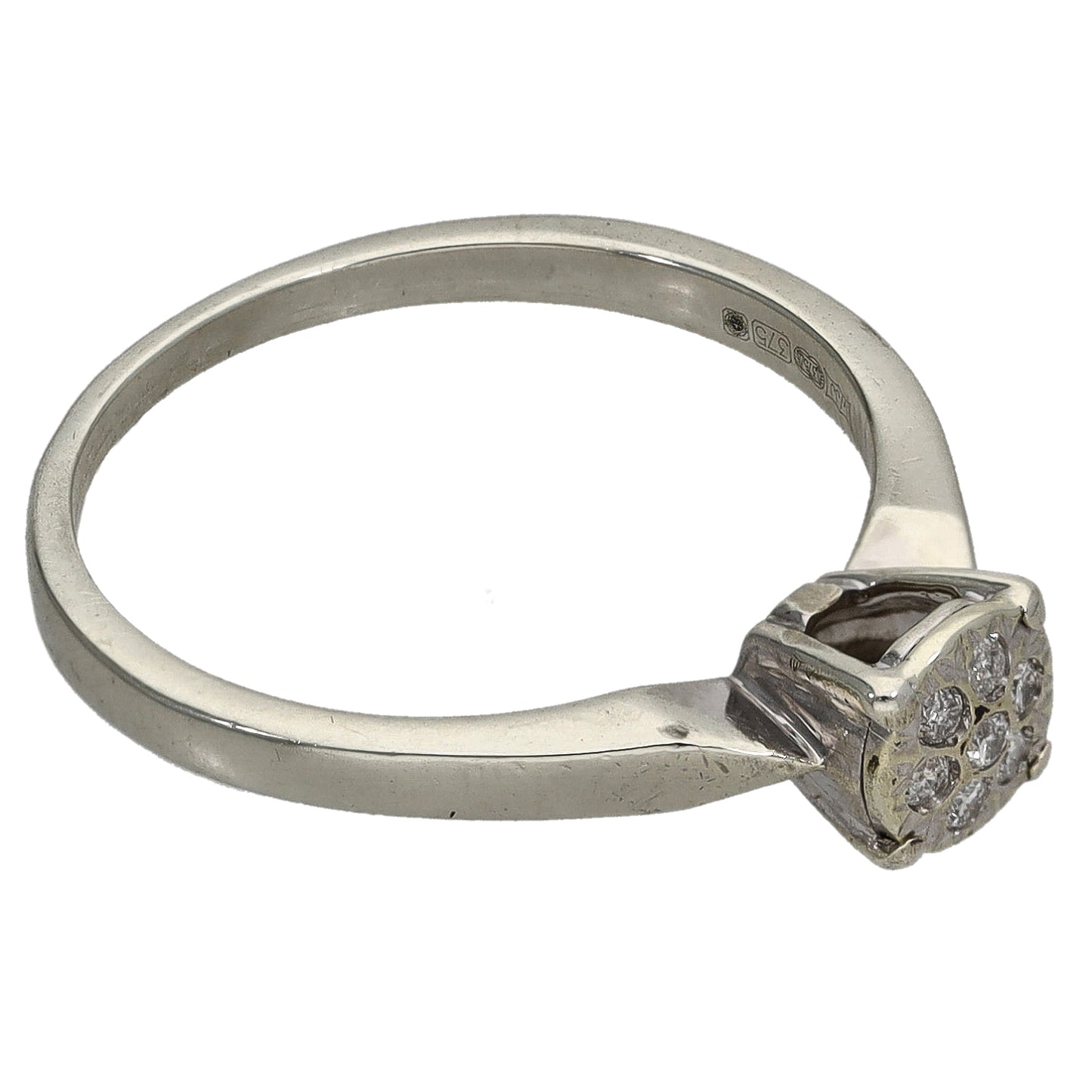 9ct White Gold 0.05ct Diamond Cluster Ring Size K
