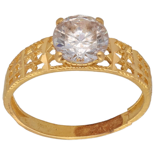 22ct Gold Cubic Zirconia Single Stone Ring Size L